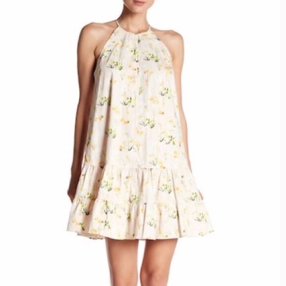 Rebecca Taylor Firefly Floral Halter Stretch Cotton Dress